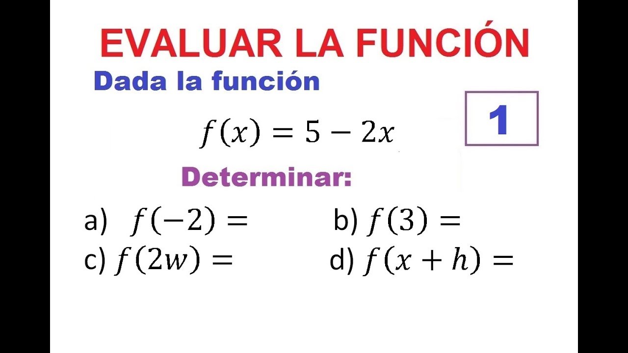 1) EVALUAR UNA FUNCION DE PRIMER GRADO.