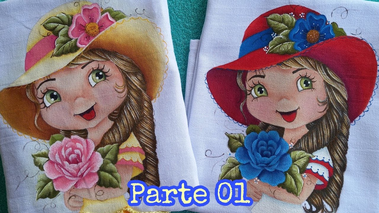 BONECA PARA PANO DE PRATO DE CHAPÉU E ROSA - PROJETO ROGÉRIO RODGER - parte 01