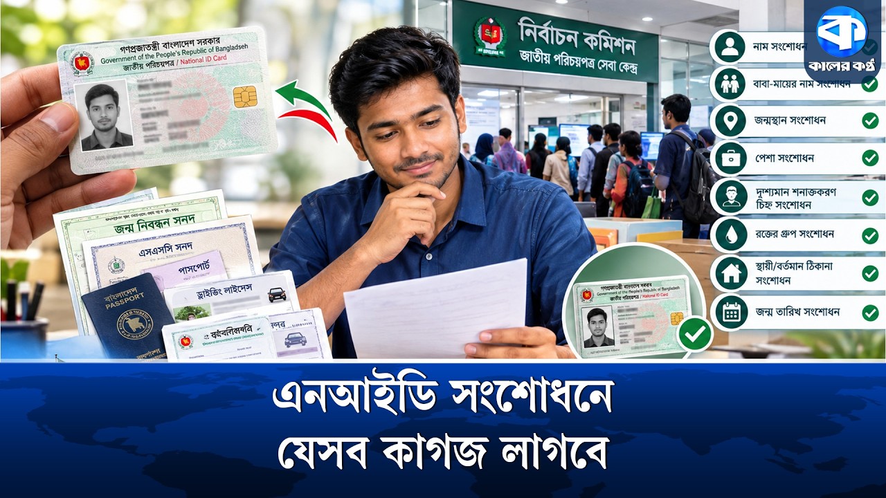 এনআইডির ভুল তথ্য সংশোধনে যেসব কাগজ লাগবে | NID Correction | Kaler Kantho
