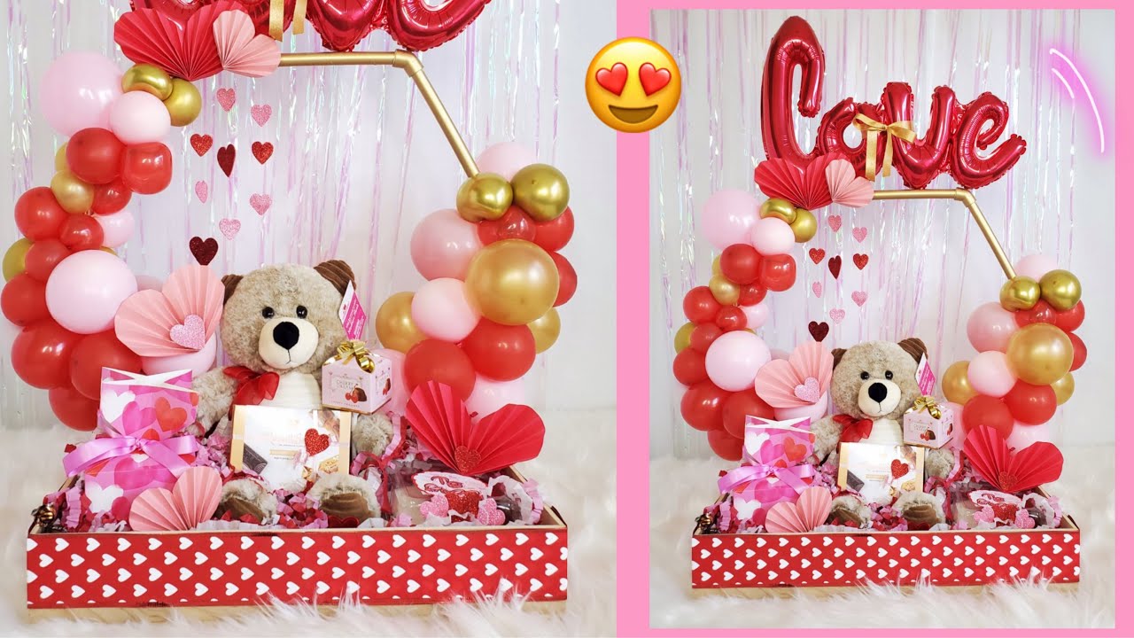 HERMOSA ANCHETA PARA AMOR Y AMISTAD *ARREGLO CON GLOBOS Y CHOCOLATES *DIY
