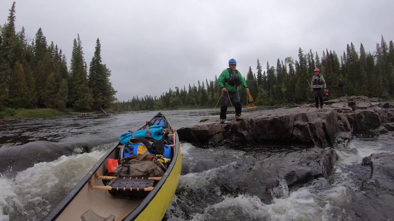 Lining  a canoe on the Missinaibi River