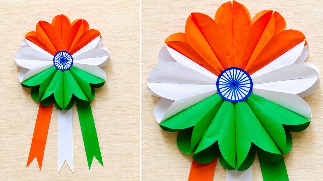 Easy Independence Day Paper Badge Making 🇮🇳 | Beautiful Tricolor Badge Craft | DIY School Project