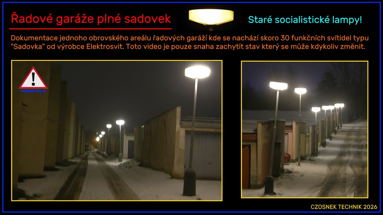 Staré lampy v řadových garážích