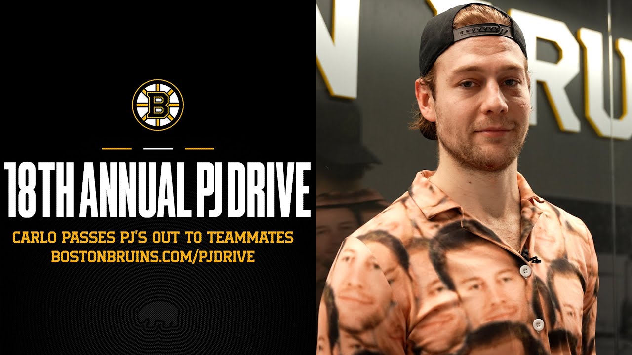 Carlo passes out pajamas for Bruins 18th annual PJ Drive