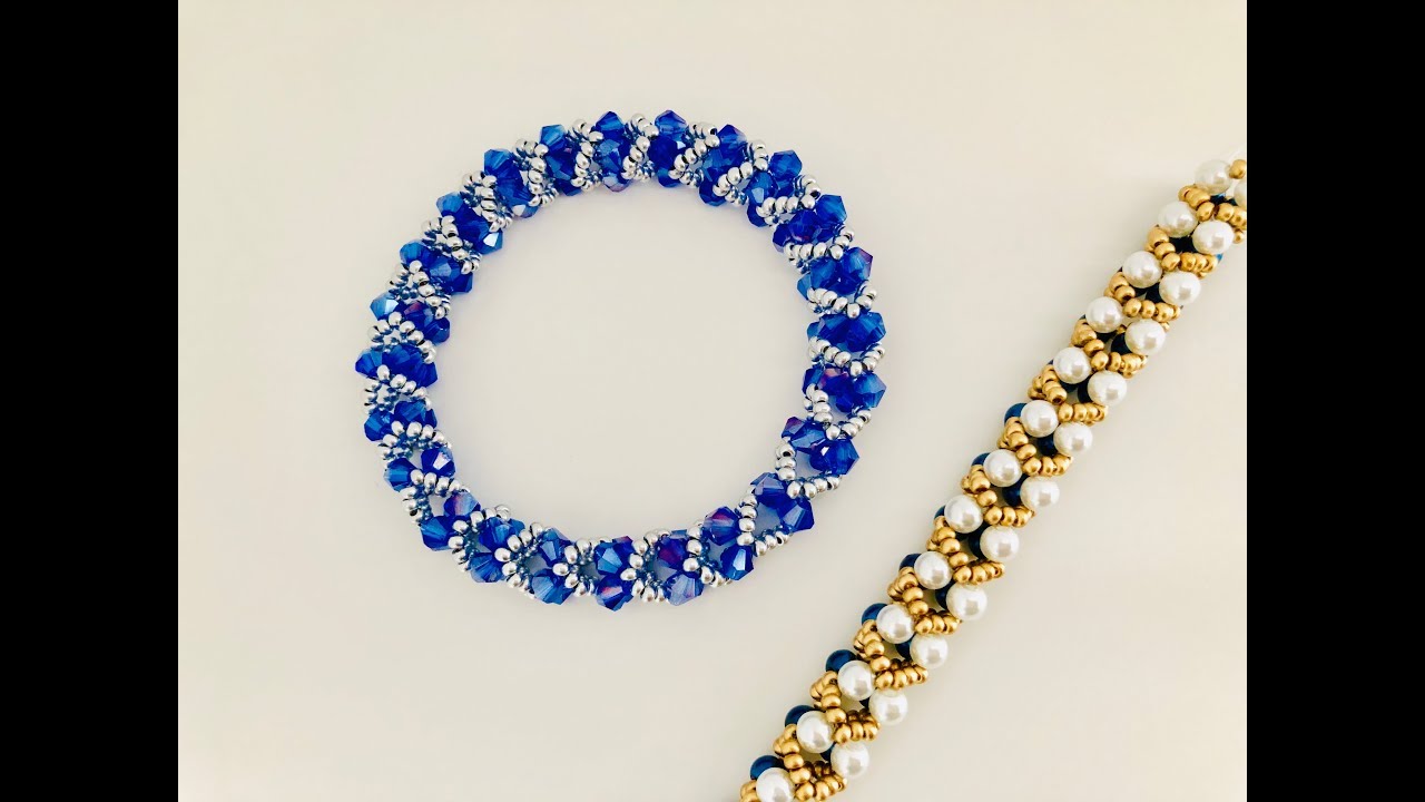 Chevron  Bicone Bracelet . 4mm Bicone or Pearls Bracelet.DIY Beaded Bracelet