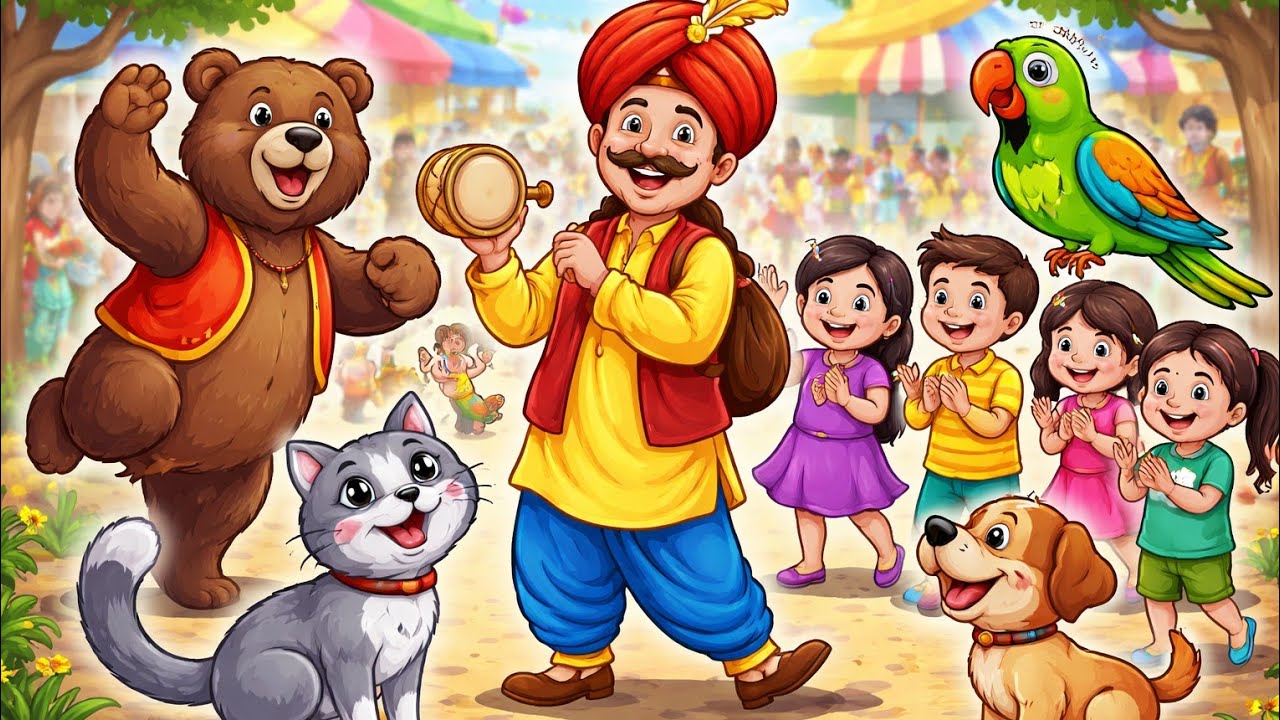 देखो देखो कालू मदारी आया | भालू, बिल्ली और तोते का मस्त Kids Song 🐻🐱🦜#KaluMadari #KidsSongHindi