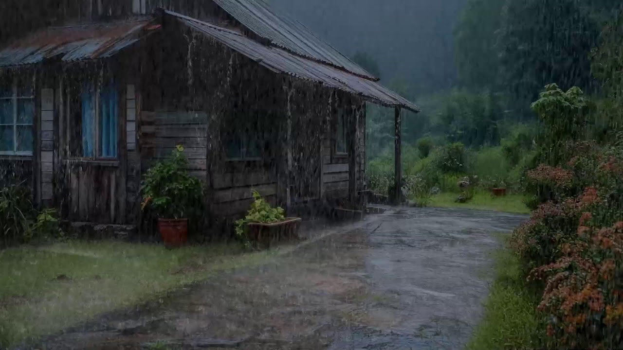 Respire lentement 🌧️ Pluie sur toit de bois pour détente et relaxation du corps