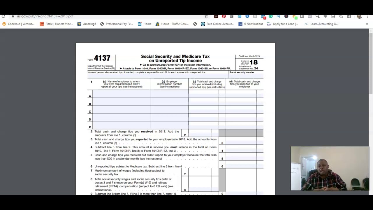 Social Security and Medicare Tax on Unreported Tip Income form 4137