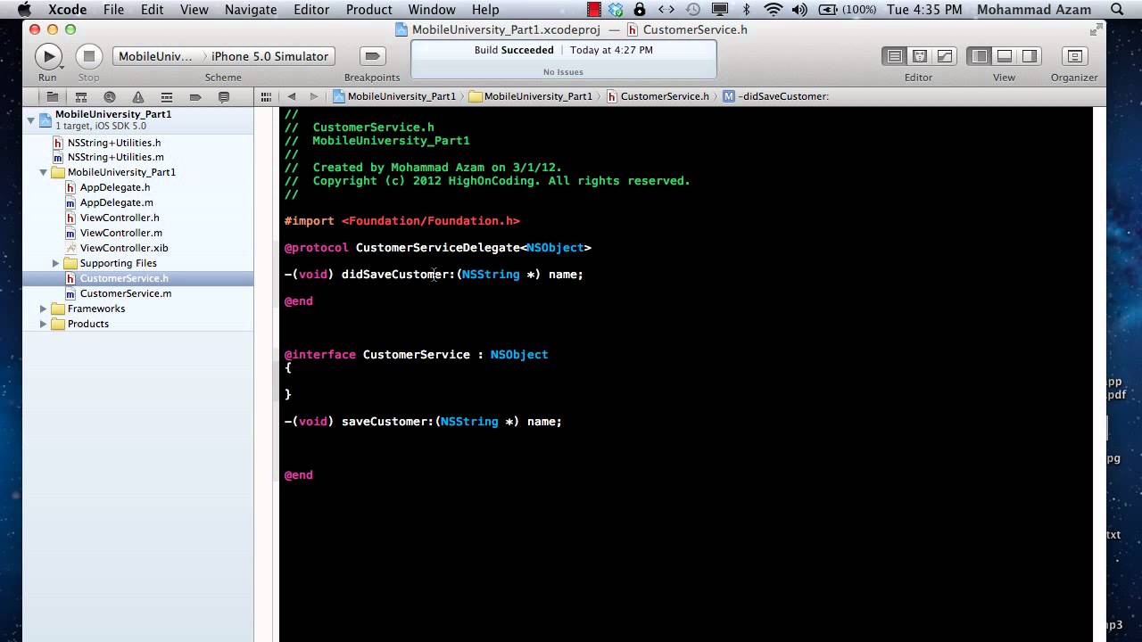 Learning iOS Development Part 27 (Categories, Protocols and Delegates)