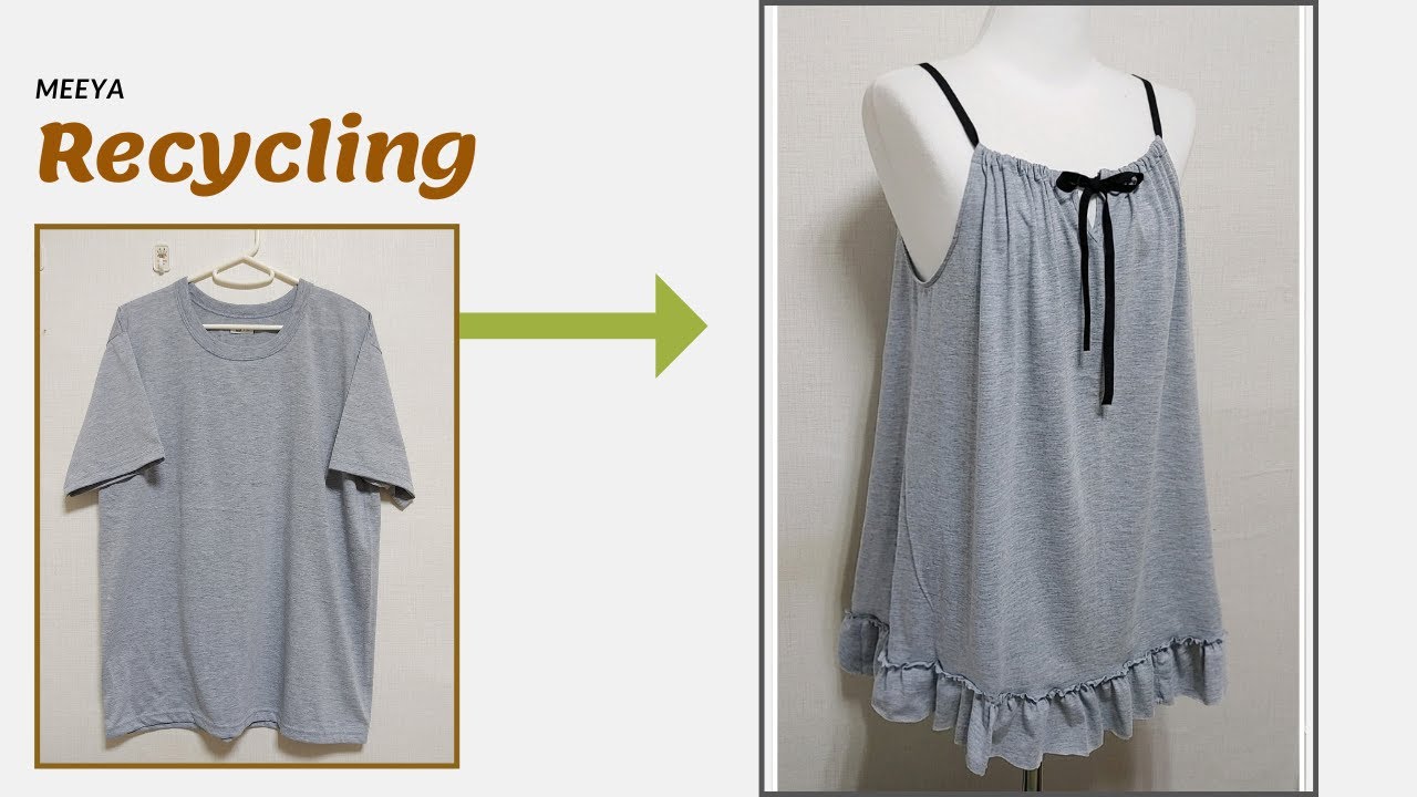 DIY Recycling a T-Shirt|티셔츠 리폼|미니 원피스|Mini dress|Reform Old Your Clothes|안입는 옷 리폼|Refashion|옷수선|옷만들기