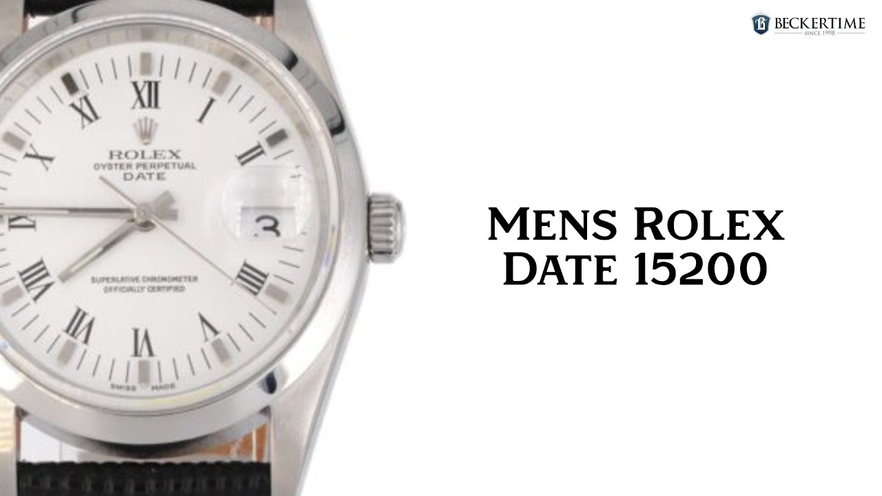 Mens Rolex Stainless Steel Date 15200 Watch White Dial with Black Leather Band