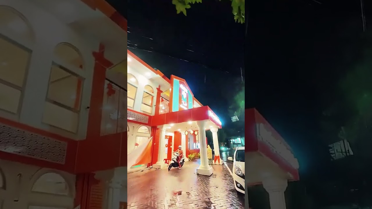 Rainy Night in Surabaya: A Quiet Street Walk (No Music) Free to use Vertical POV