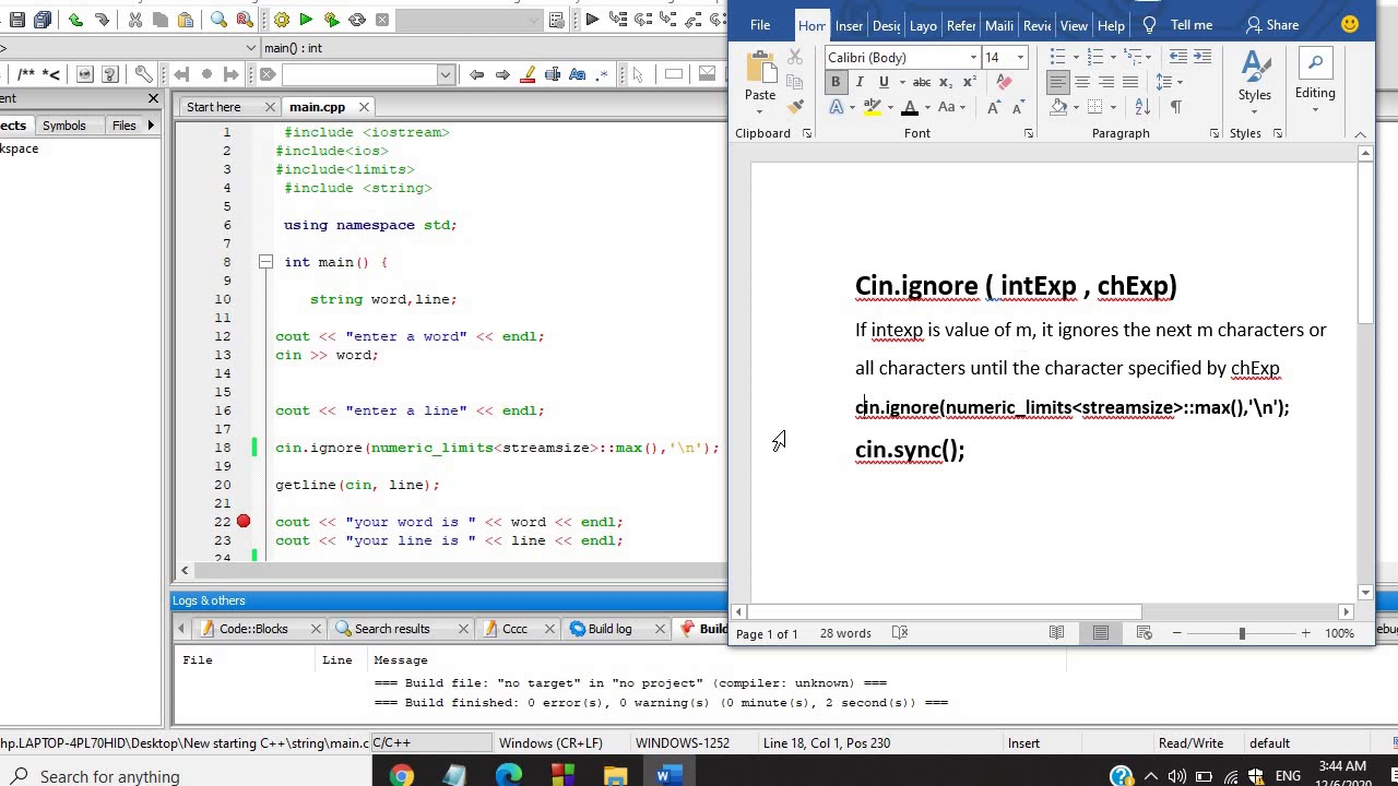 cin.ignore(), cin.sync details (While using cin.getline() after cin object)