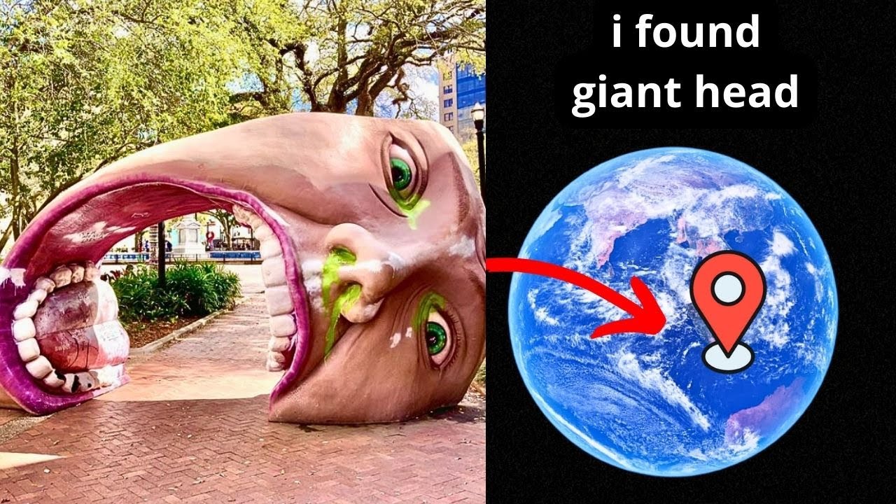 wow! Giant human head sculpture in real life on google maps and earth