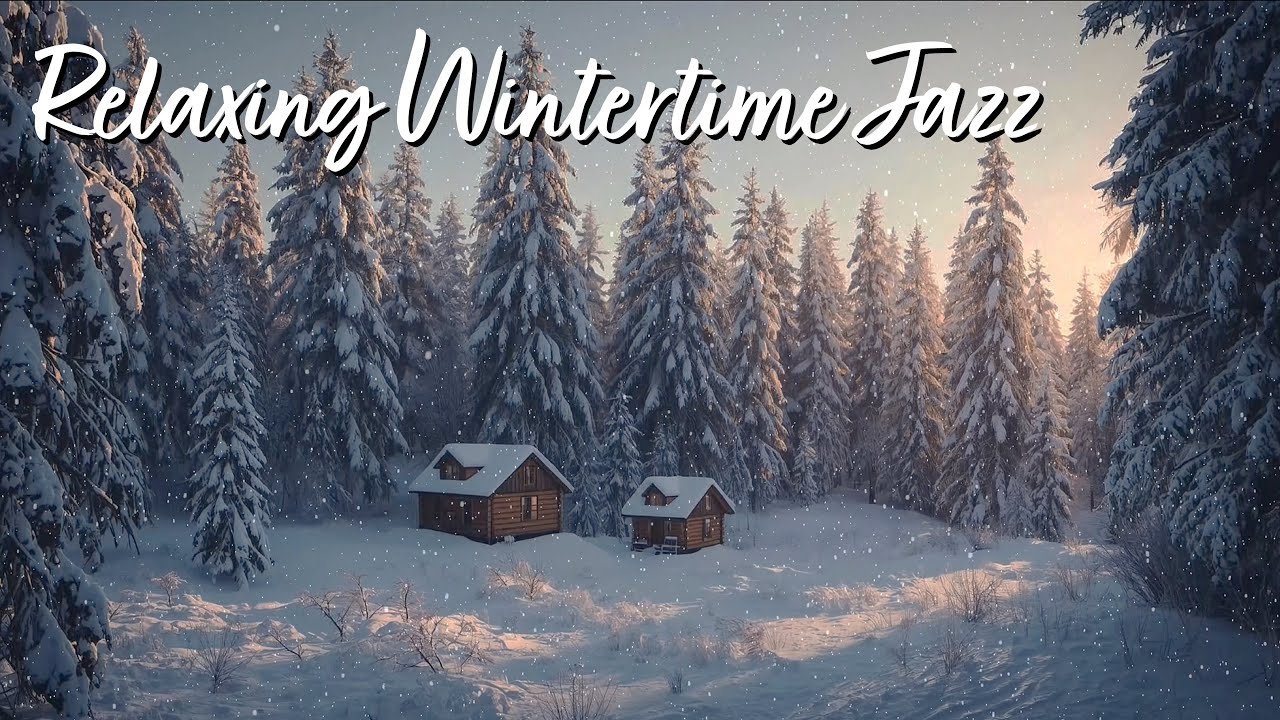 ❄️ Cozy Winter Cabin Ambience with Falling Snow in the Woods❄️ Smooth Relaxing Jazz BGM