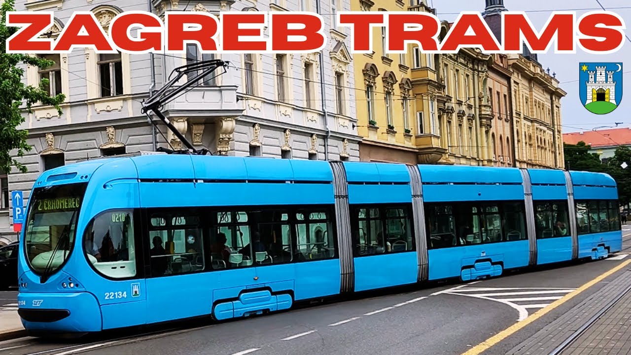 Beautiful blue ZAGREB 🇭🇷 TRAMS 🚊 - 4K