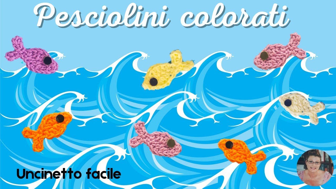 Pesci colorati all'uncinetto: tutorial facile. Crochet Fish Applique. Crochet Sea Animal Applique
