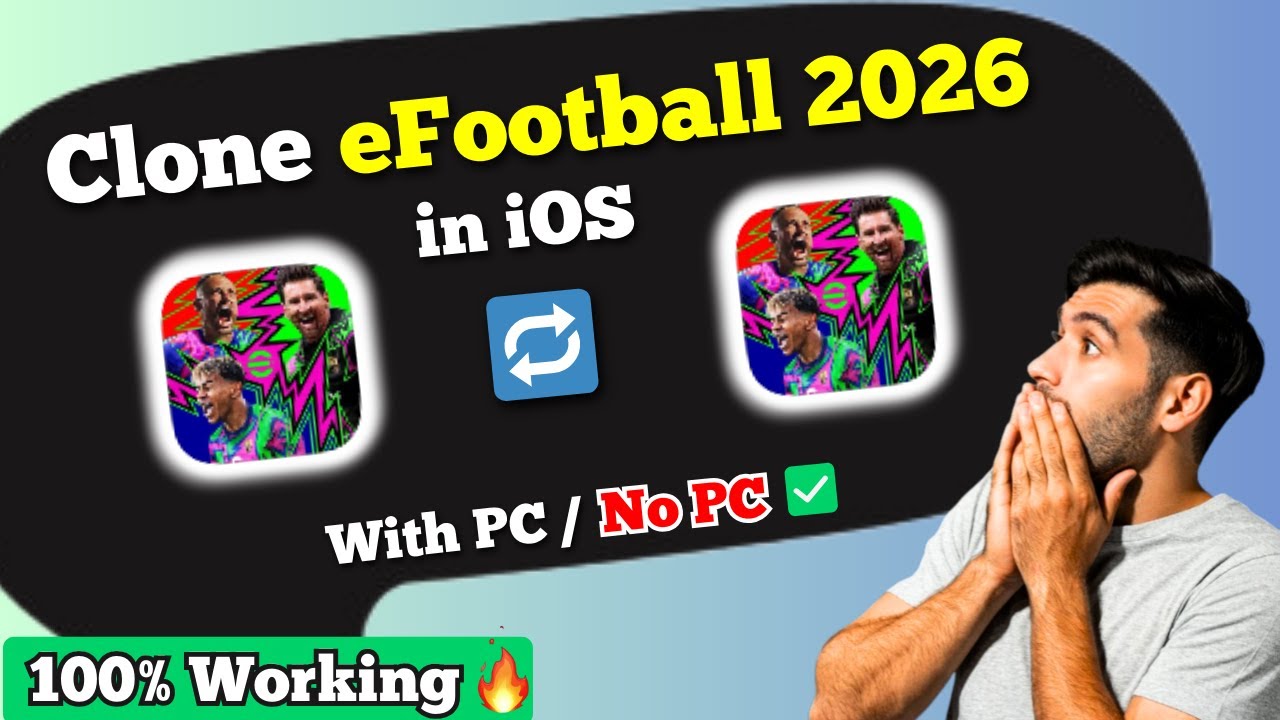 ✅Как клонировать eFootball 2026 на iPhone | Использование нескольких учетных записей eFootball на...