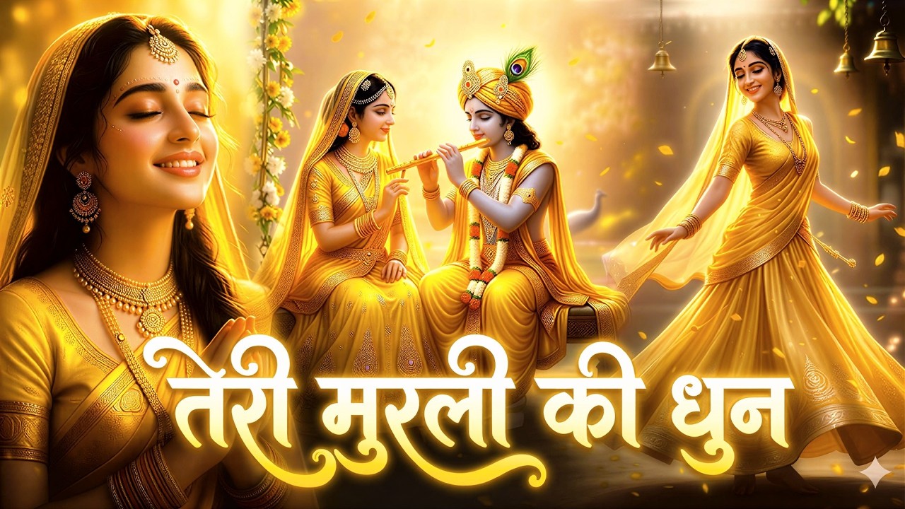 तेरी मुरली की धुन सुनकर बरसाने से चली आई ~ मुरली की धुन में खोई राधा #krishna #radheradhe