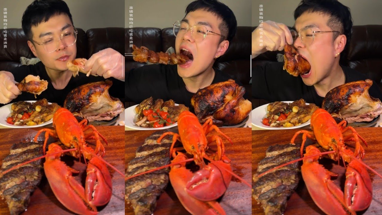 MEAT FEAST! 🍖 Giant Lobster, Steak & Roasted Chicken ASMR