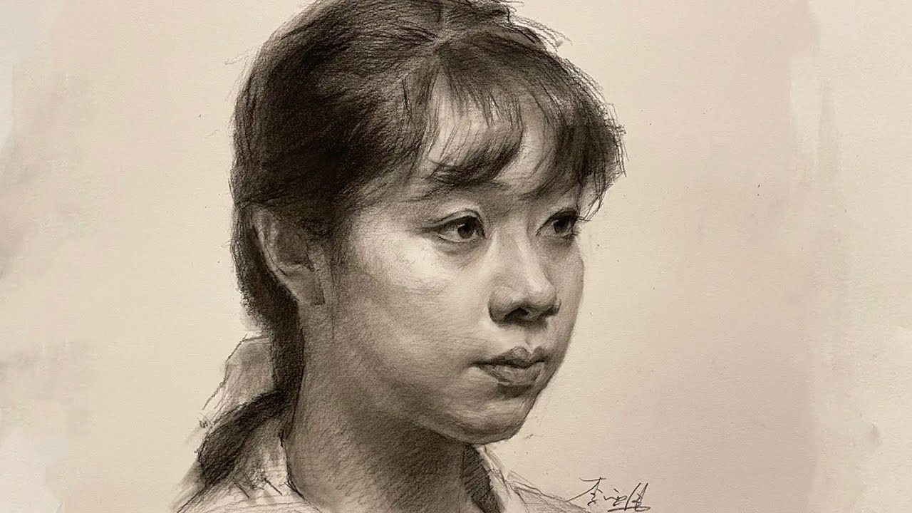 Draw the girl's portrait with Pencil | Time-lapse