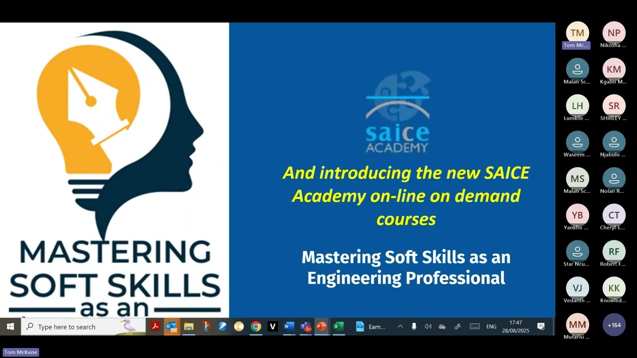 Why You Should Develop Soft Skills as an Engineering Professional | SAICE SOS Webinar #6 of 2025