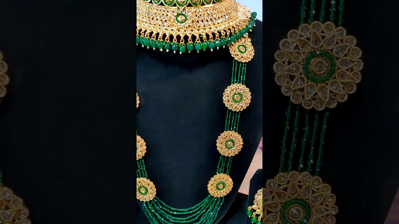 bridal jewellery(polki jewellery)full copper +polki stone work bridal sets