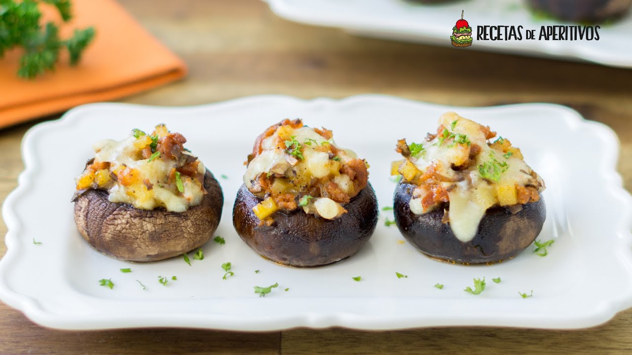 CHAMPI&Ntilde;ONES RELLENOS de CHORIZO y PATATA al HORNO muy JUGOSOS #35
