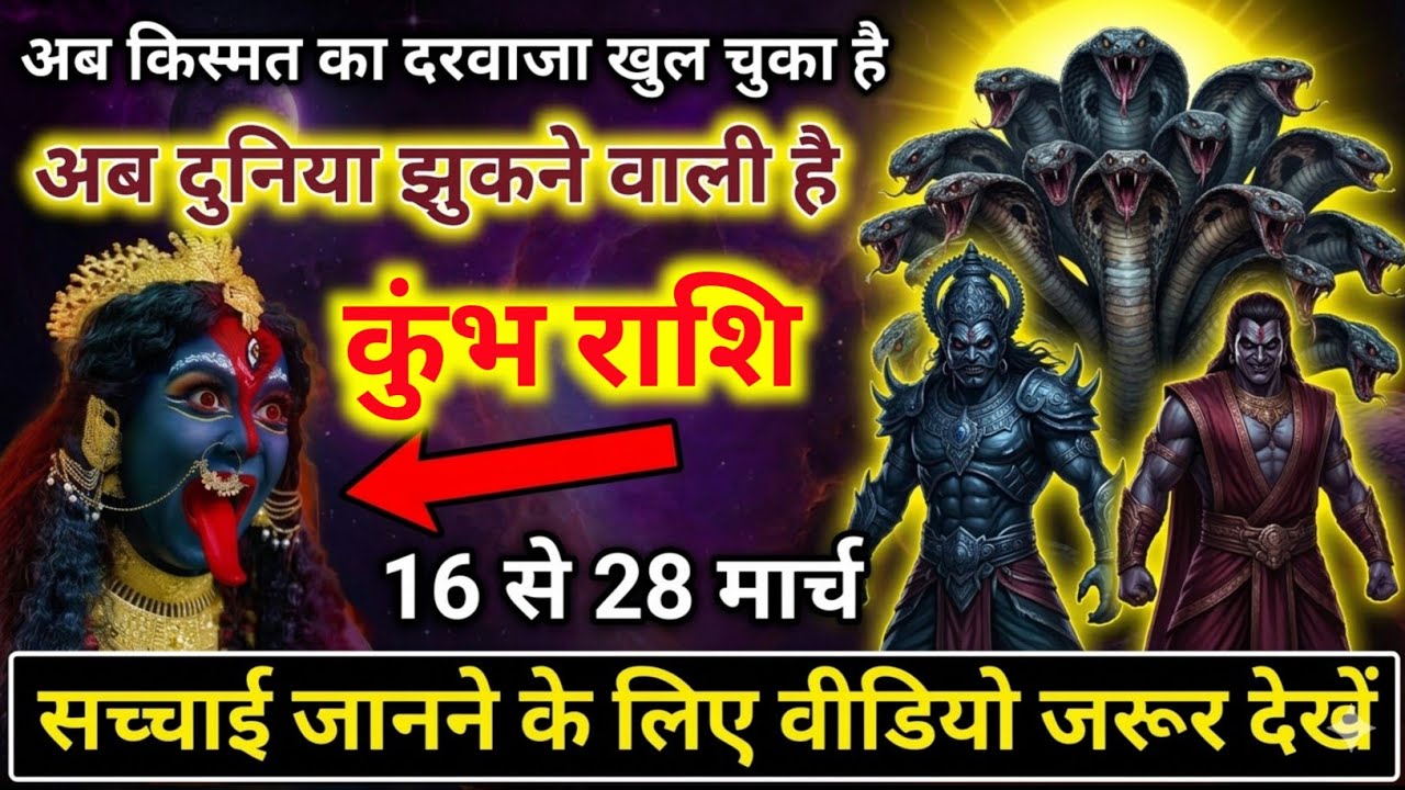 कुंभ राशि 16,17,18,19 मार्च चमत्कारिक संकेत! माँ काली की कृपा से बदलने वाली किस्मत #astrology
