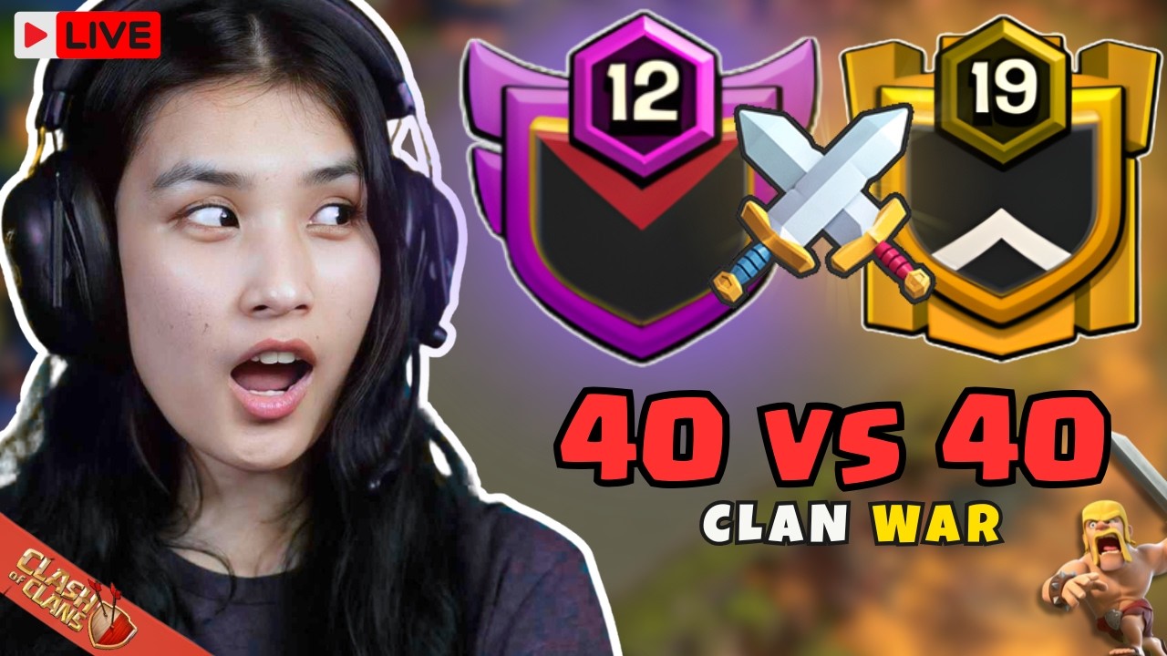 Clash of Clans Live 🔴 40v40 Clan War Battle | Free Scenery Giveaway | AlyyOn