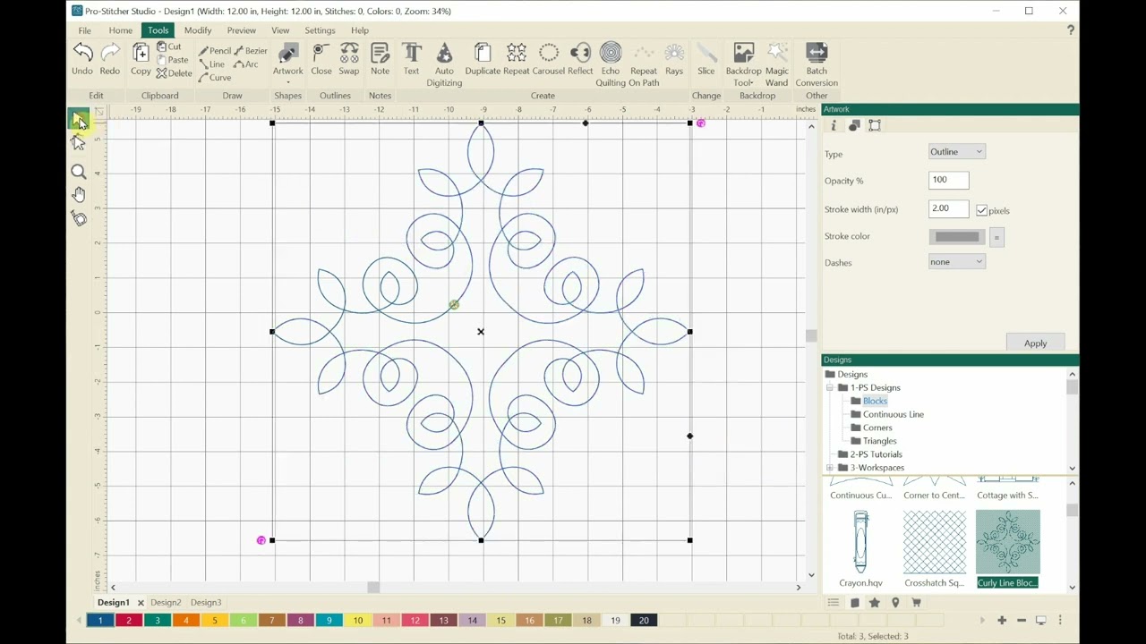 Create a Border from a Block Design Using Pro-stitcher Designer
