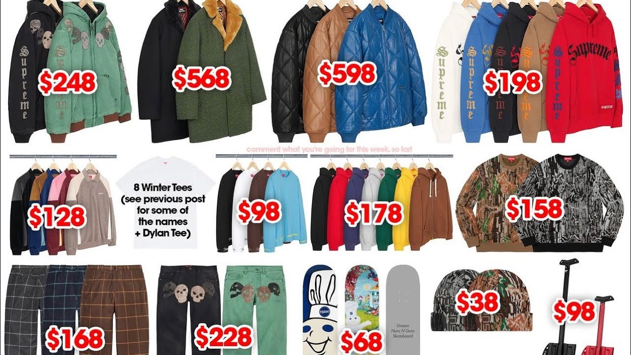 Supreme FW22 Week 16 Full Droplist Including Retail Prices