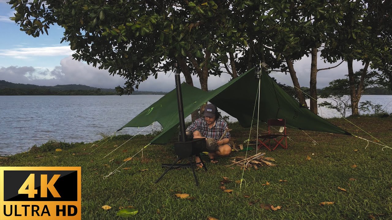 Overnight Tarp Camping in Caliraya Lake, Philippines - Cooking Tuna Pasta and Godiva Champorado