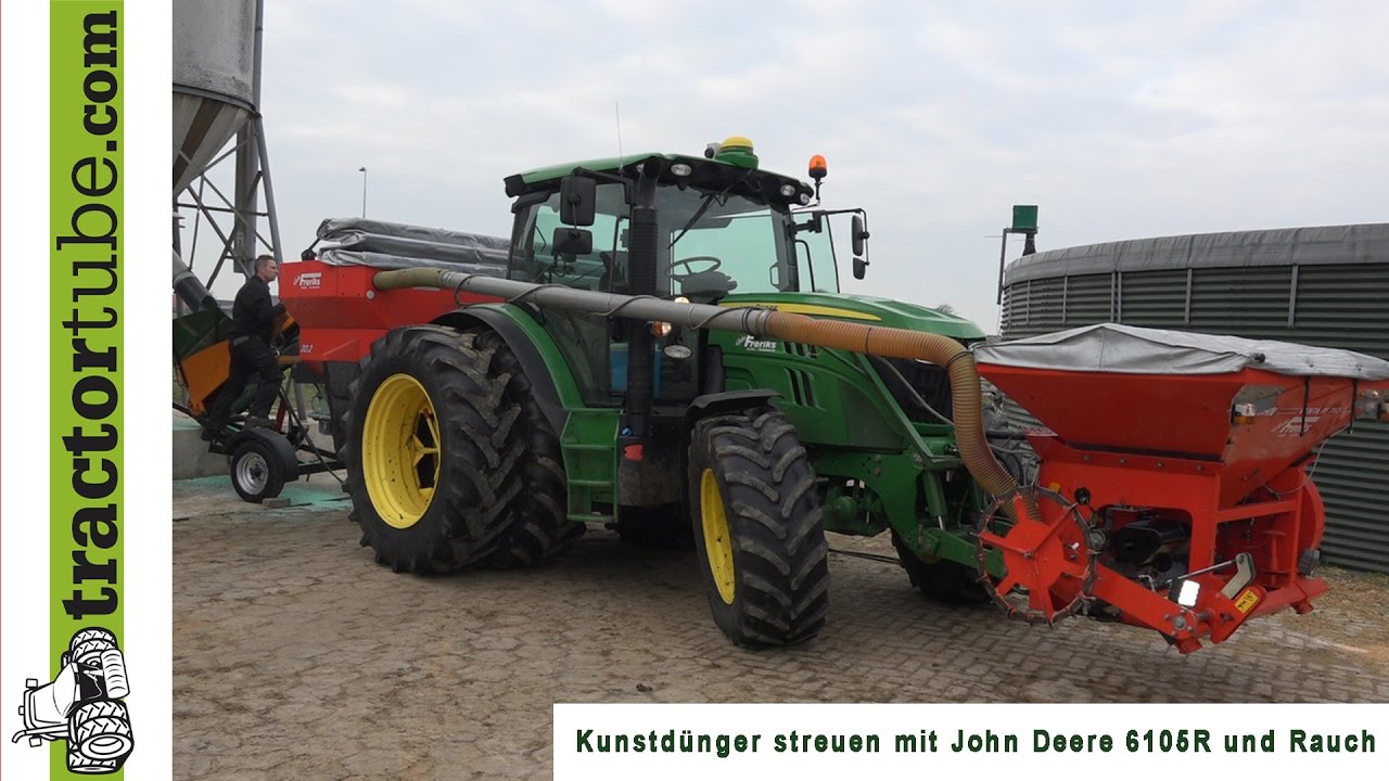 John Deere 6105R beim Streuen von Mineraldünger - LU Freriks - pur Sound