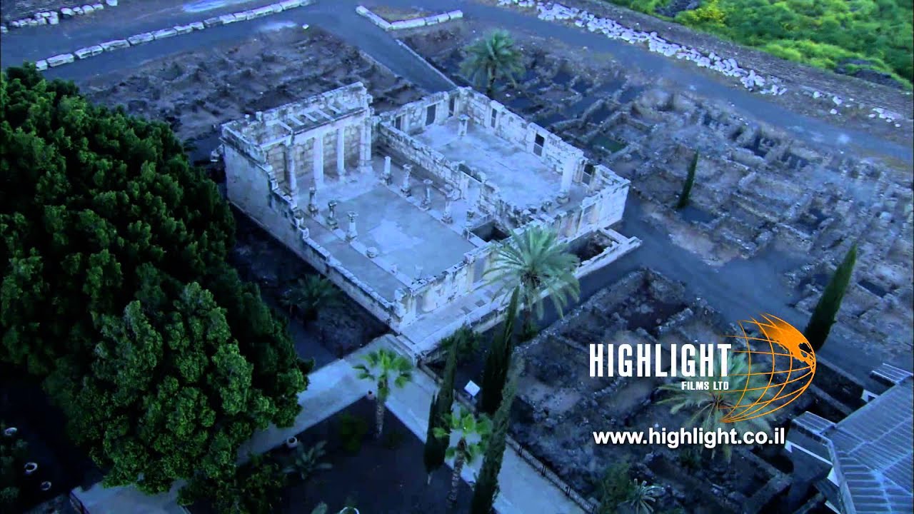 AN 012 Israel aerial footage: Aerial video of Capernaum near Sea of Galilee