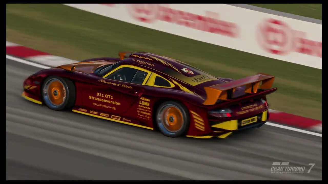 GT7 - New Car Test Run - Porsche 911 GT1 Strassenversion '97 - ECC 600 - Deep Forest Raceway Reverse