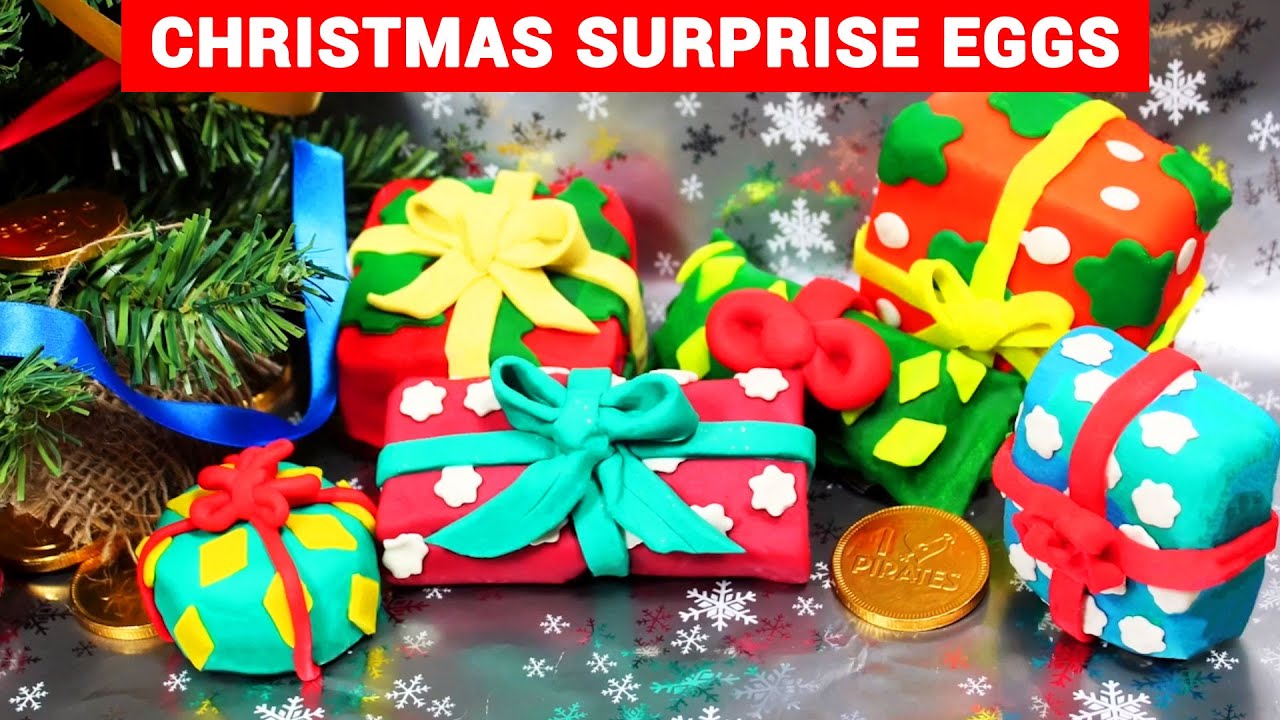 How to Make CHRISTMAS Gifts Surprise Eggs from Play Doh | Surprise for Kids | HooplaKidz How To
