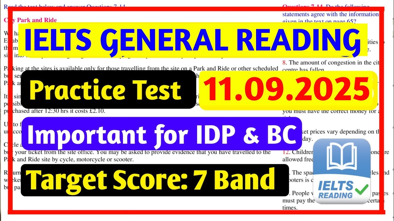 IELTS Reading General Training Practice Test 11.09.2025 With Answers | General Reading Practice Test