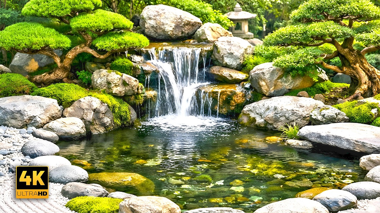 Tranquil Zen Garden Waterfall | Deep Relaxation & Stress Relief