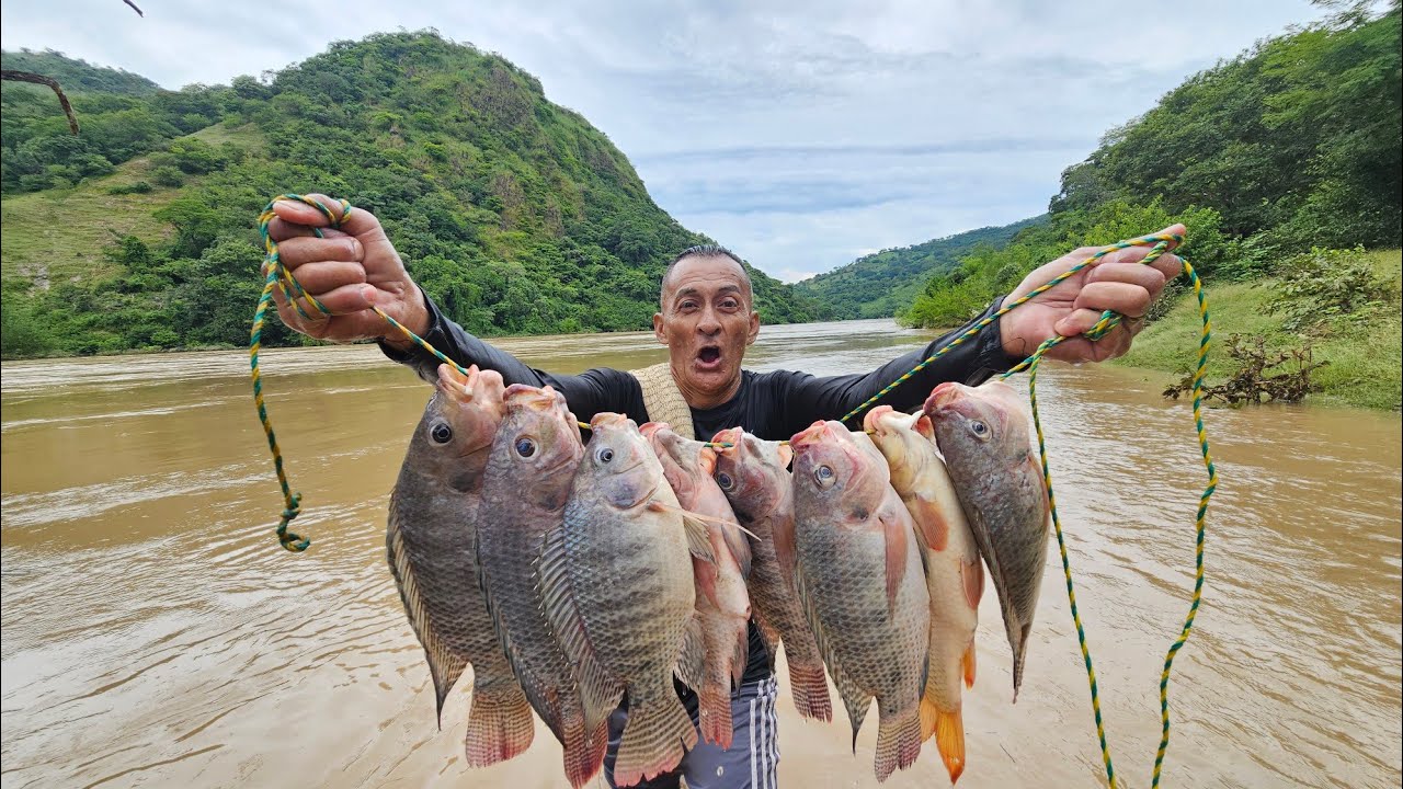 Épica pesca de tilapia GRANDE rio lempa en ALERTA ROJA🚨