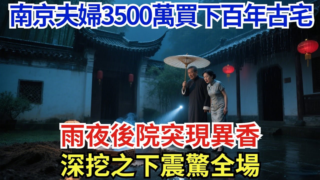 南京夫婦豪擲3500萬買下百年古宅，雨夜後院突現異香，深挖之下震驚全場#社会奇闻 #改编事件 #人间百态 #非凡视角 #人间奇闻录