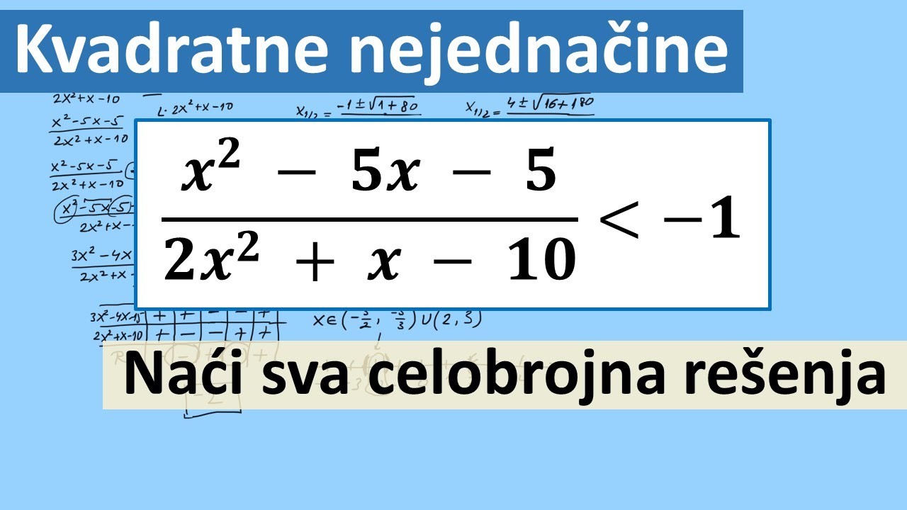 Kvadratne nejednačine zadatak