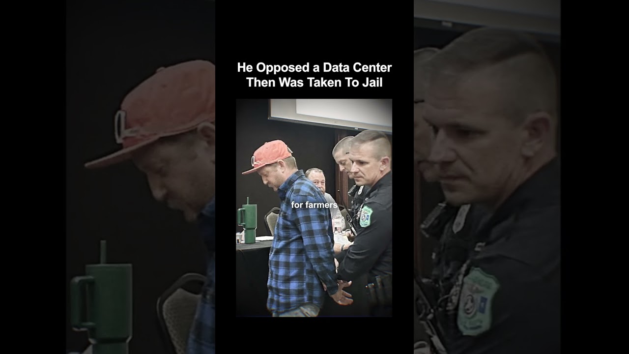 An Oklahoma farmer was arrested at a city council meeting for opposing a data center: