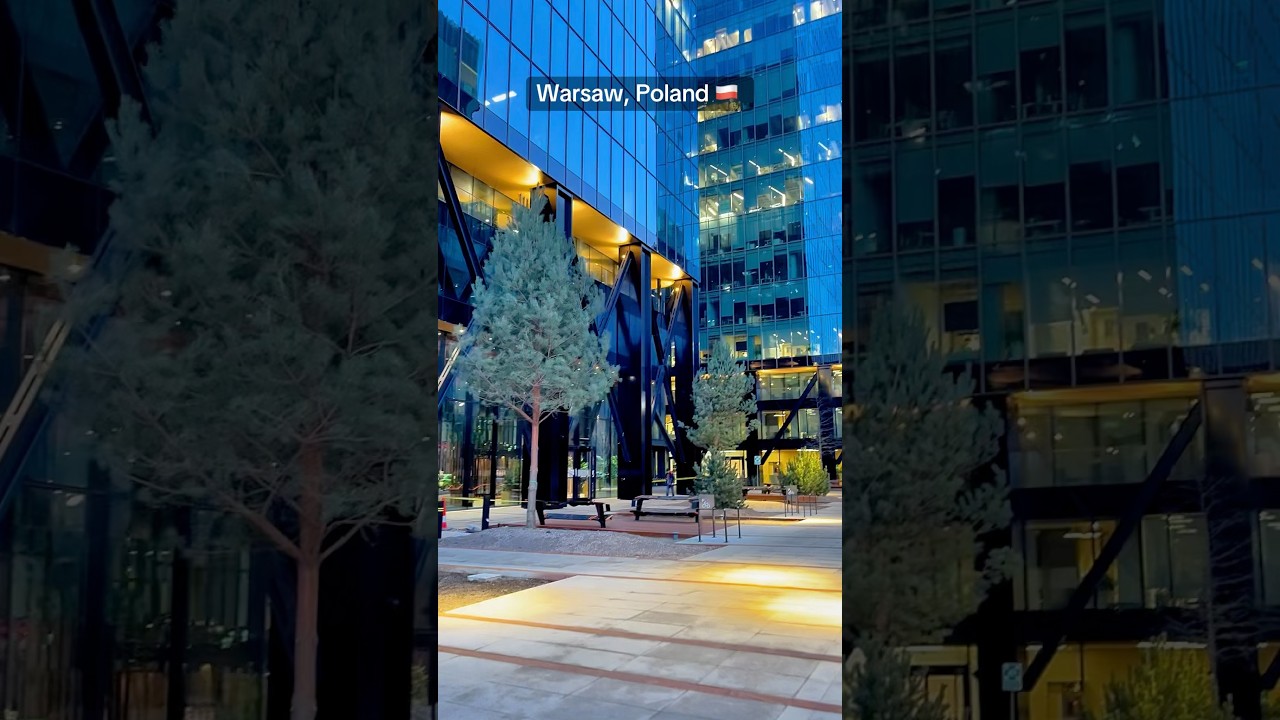 Warsaw Skyline at Dusk: Glowing Towers & Evening City Lights | Modern City Vibes