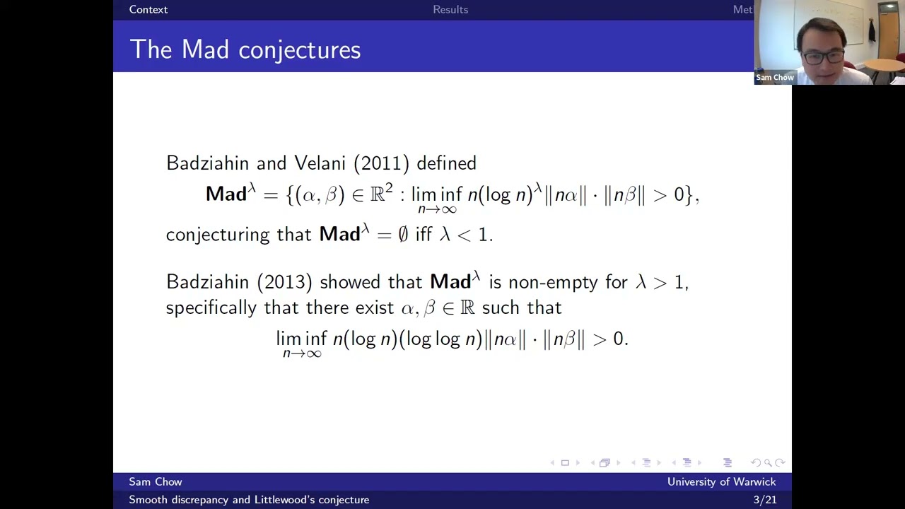 Smooth discrepancy and Littlewood’s conjecture (Sam Chow)
