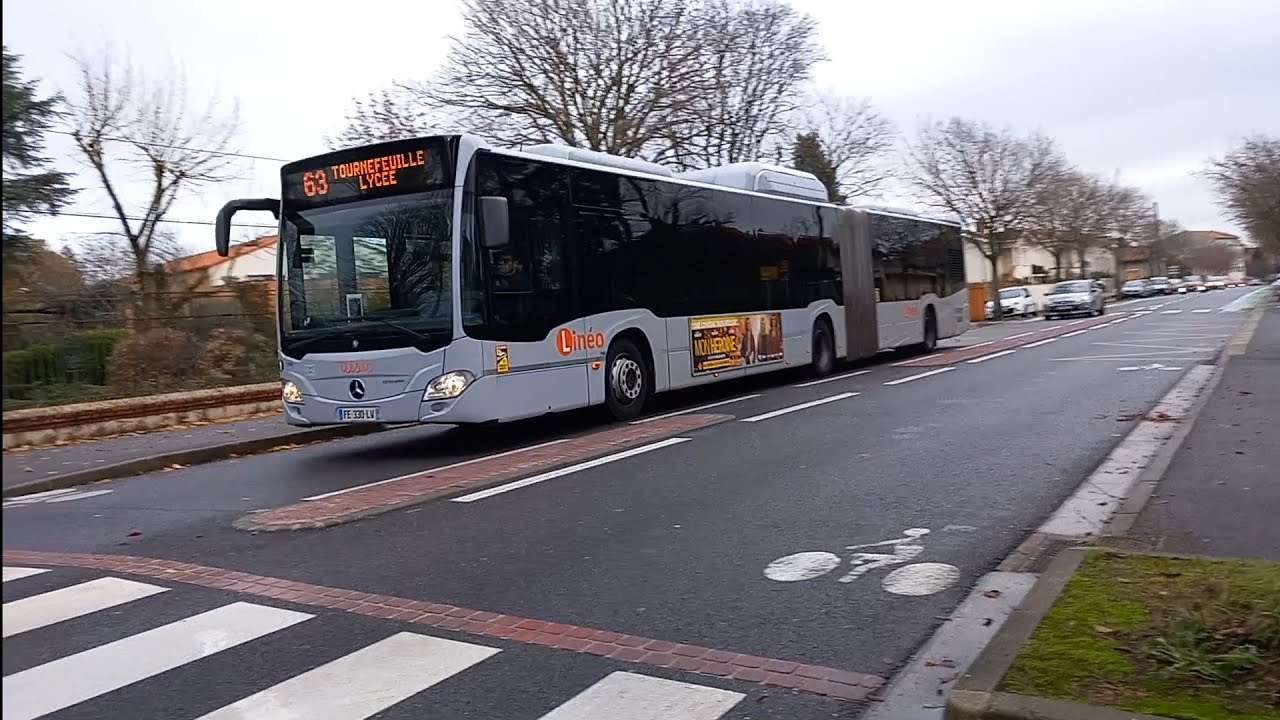 Passage  des lignes L2 et 63 sur la route de Bayonne à  Toulouse