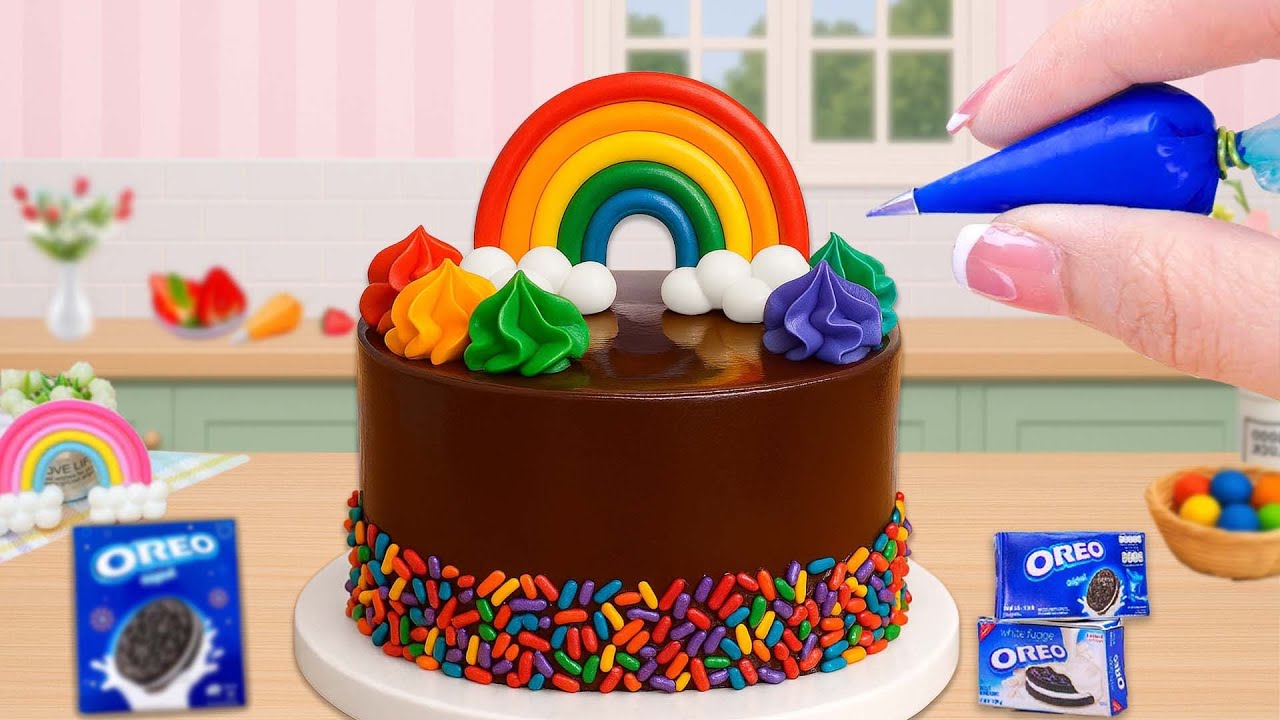 Mini Pastel de Arcoíris Irresistible 🎂✨ | Capas Dulces y Satisfactorias💖Mini Cake Rainbow