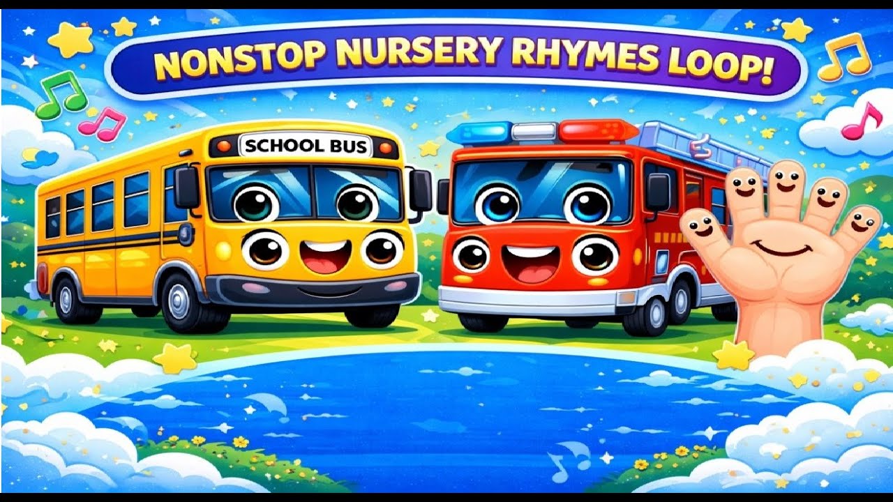Kids Rhymes Loop 🚍🔥 | Wheels on the Bus, Fire Truck & More!