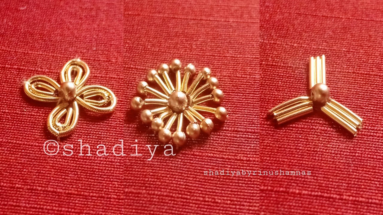 zardosi work tutorial for beginners|3 type zardosi flower work design