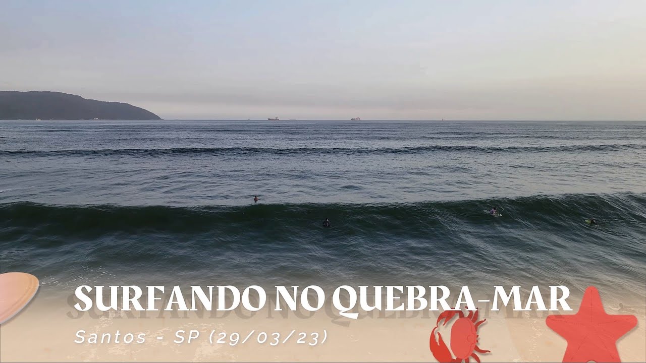 TURISMO EM SANTOS - SURFANDO NO QUEBRA-MAR.